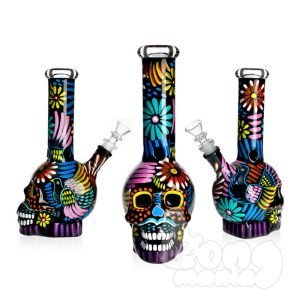 Flowers Skull Glass Bong 27 cm